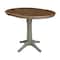 International Concepts Round 36 in Rd Top Ped Table, 12 in Leaf, Counter Ht, Hickory/Stone, 36 W, 48 L, 36.1 in H, Wood K41-36RXT-27B-6B - alternate 7